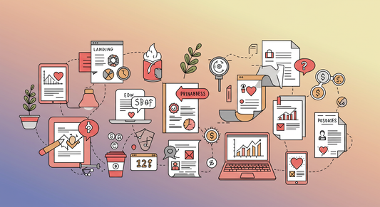 Flat lay of digital products like templates, planners, and eBooks displayed on a laptop with text overlay "Best Digital Products to Sell in 2025"