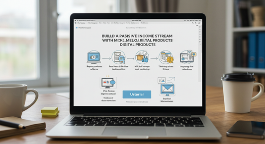 Person working on a laptop creating and selling PLR digital products for passive income