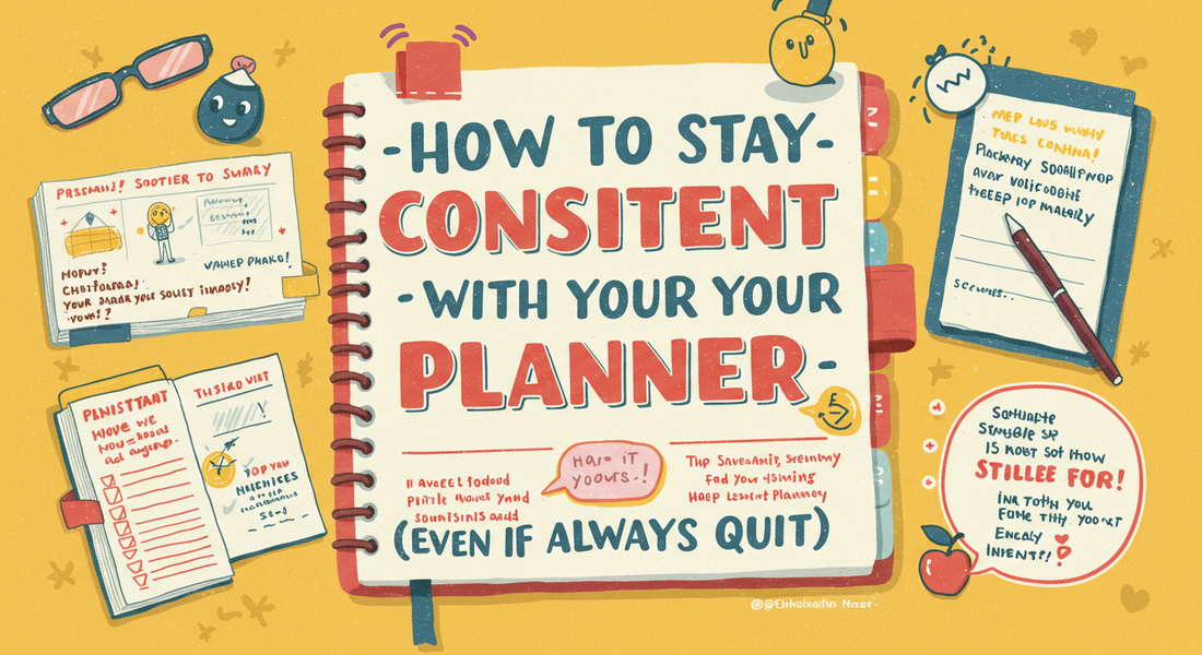 “Person using a planner consistently with notes, tasks, and goals organized for daily productivity”