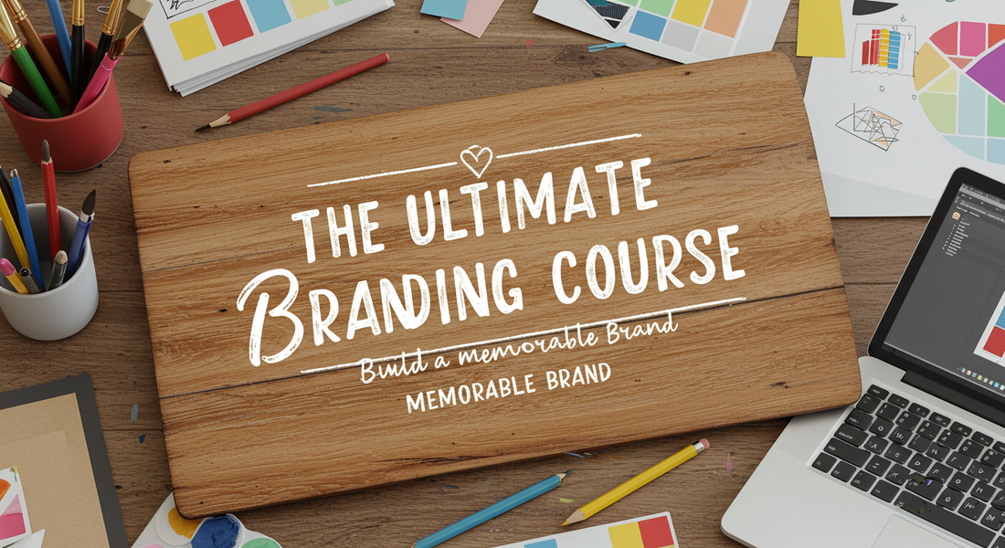 Young entrepreneur learning branding strategy from an online course, with visuals of logos, typography, and brand mood boards on a digital tablet