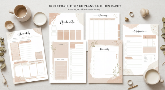 Pinterest graphic showcasing the top 10 printable planners for productivity, featuring stylish layouts and download options for entrepreneurs, students, and creatives.