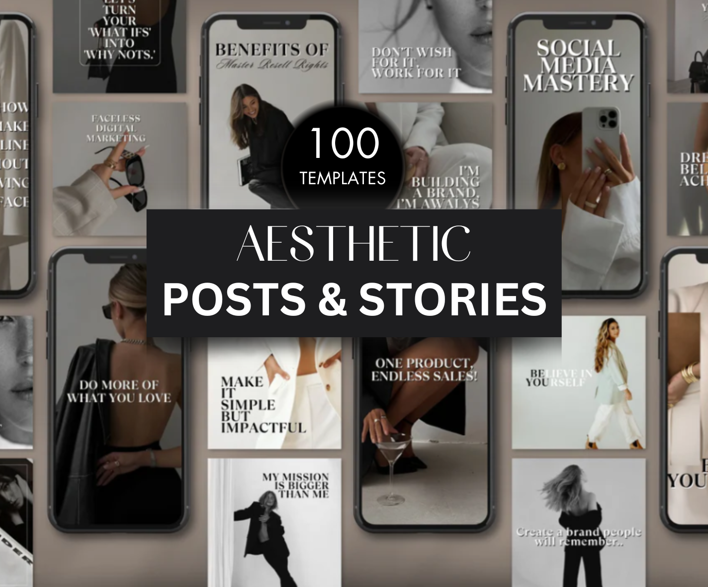 Aesthetic Social Media Posts & Stories - Resell Ready
