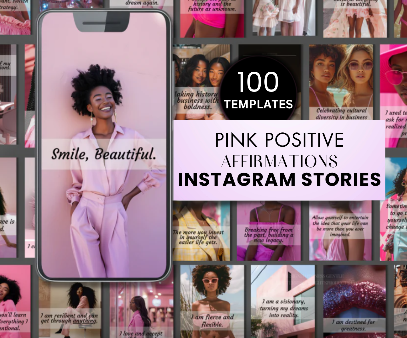 100 Pink Positive Affirmations Instagram Stories - Resell Ready