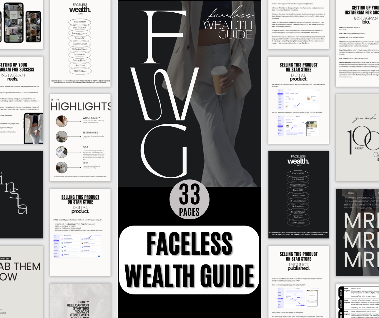 Faceless Wealth Guide: Blueprint to Building Wealth Online - Resell Ready
