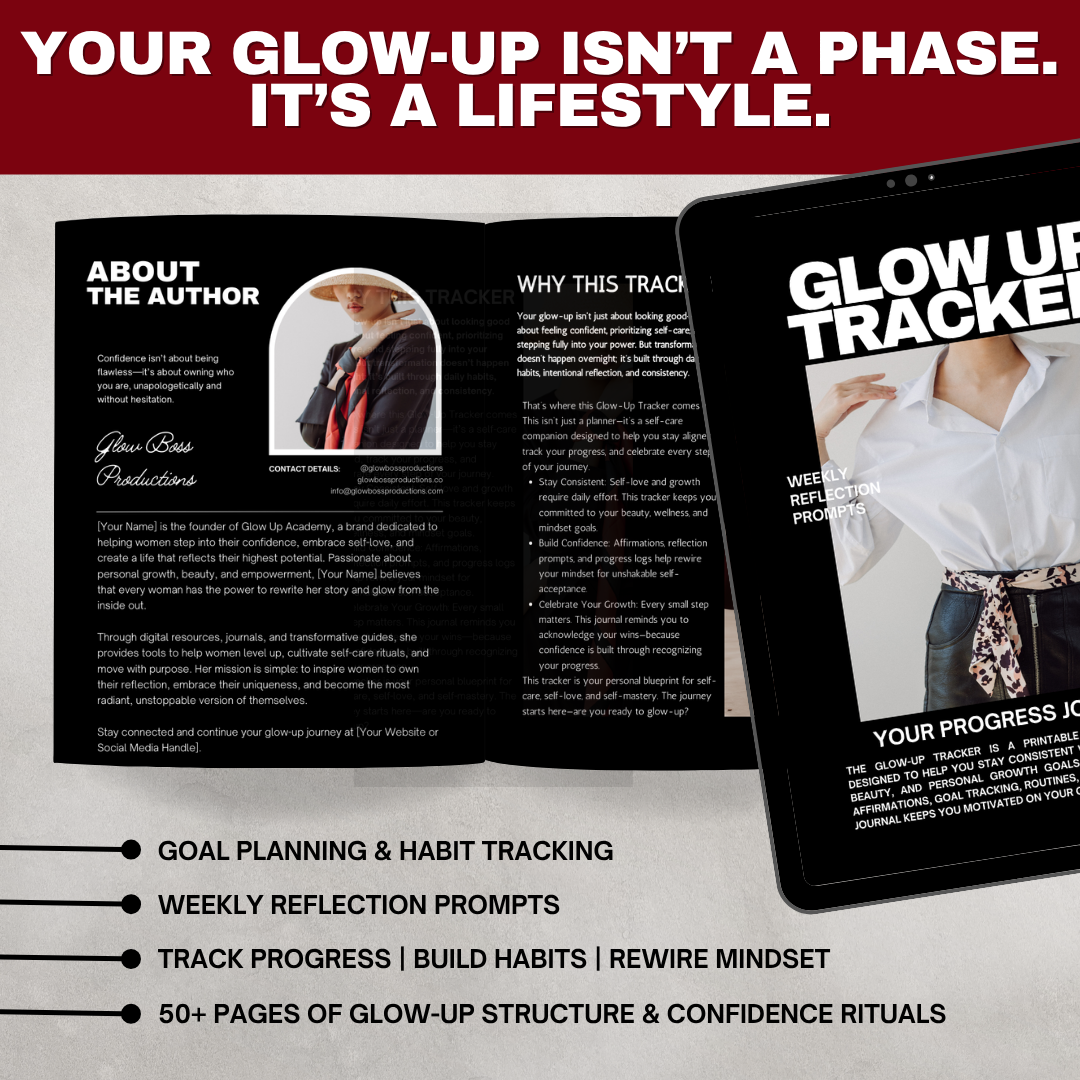 Glow Up Tracker Planner: Self-Care, Confidence & Personal Growth Journal (Printable)