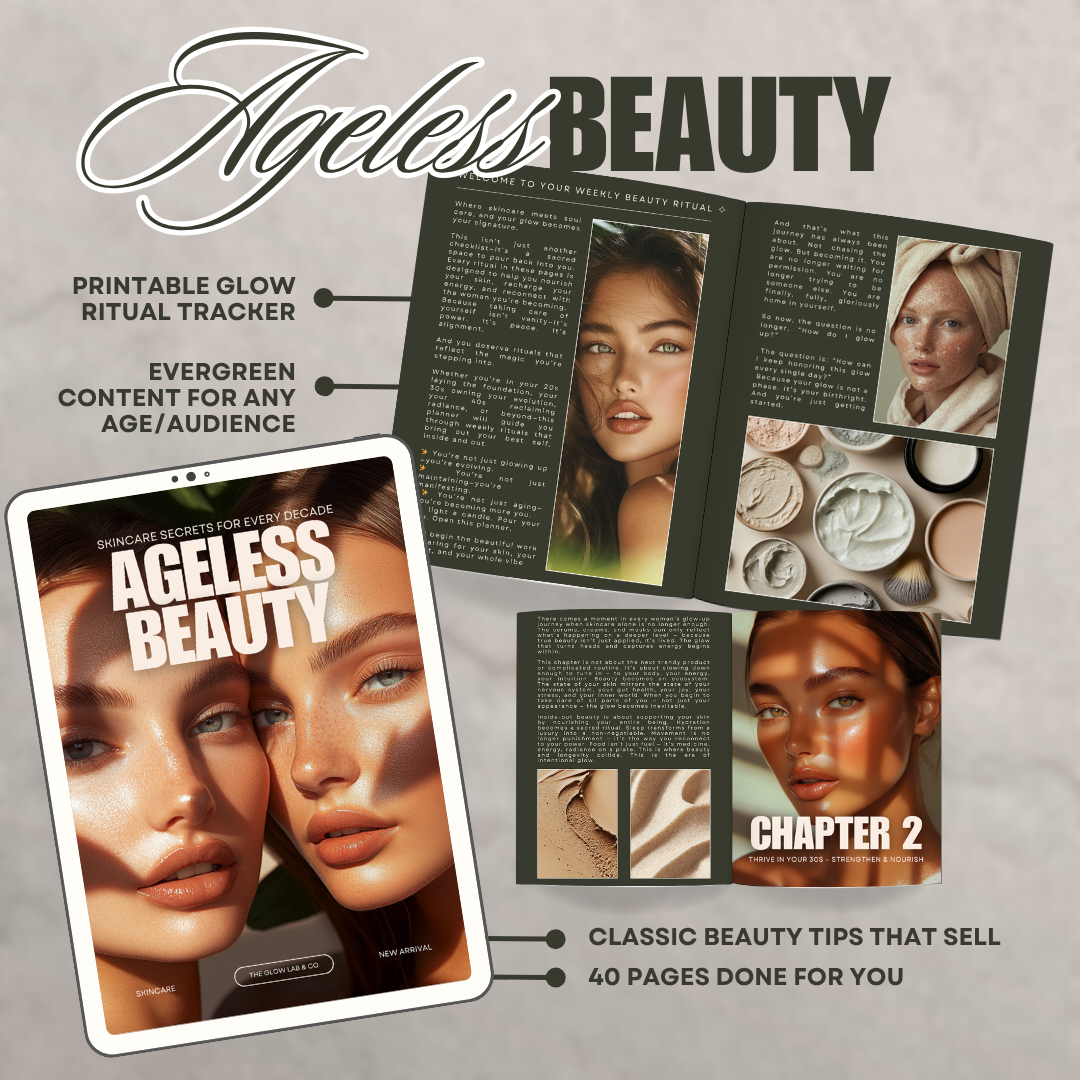Glow Lab Ageless Beauty: Printable Glow Ritual Tracker & Skincare Wellness Planner/Ebook (PLR + MRR)