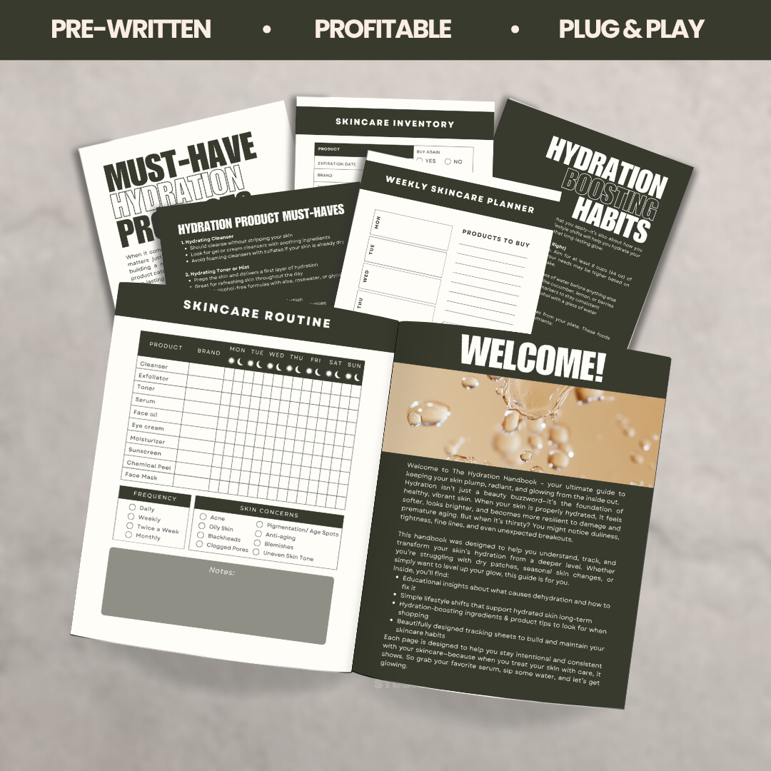 The Hydration Handbook – Glow-Boosting Skincare Planner & eBook (MRR/PLR Included)