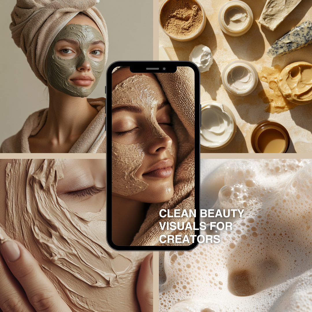 Skincare Mask & Scrub: 70 Clean Beauty Visuals for Creators (With PLR/MRR Rights)