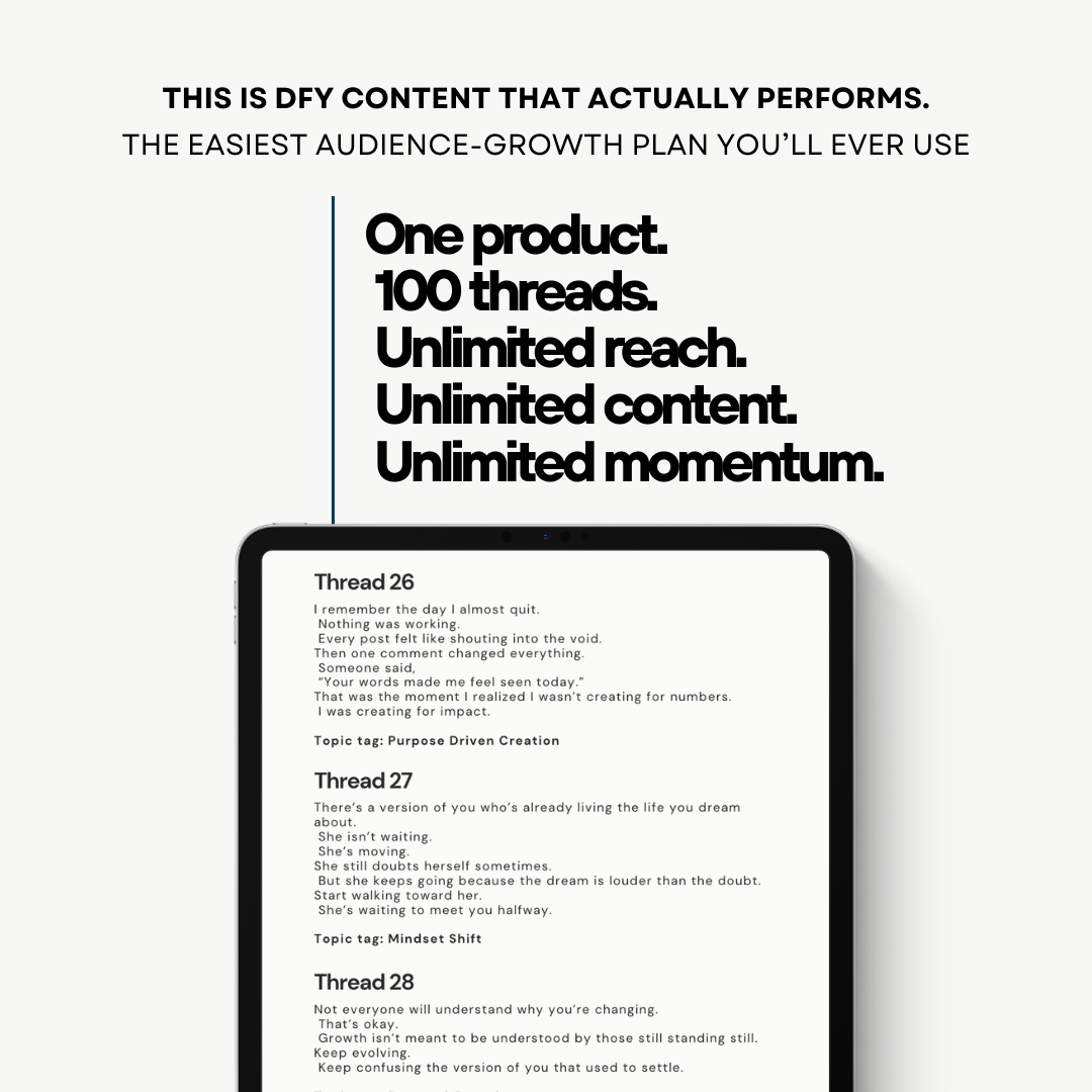 100 Plug & Play Threads DFY Content System – Repurposing Scripts + AI Prompt Stacks