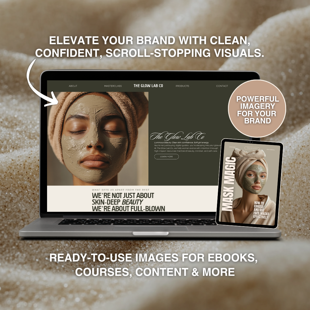 Skincare Mask & Scrub: 70 Clean Beauty Visuals for Creators (With PLR/MRR Rights)
