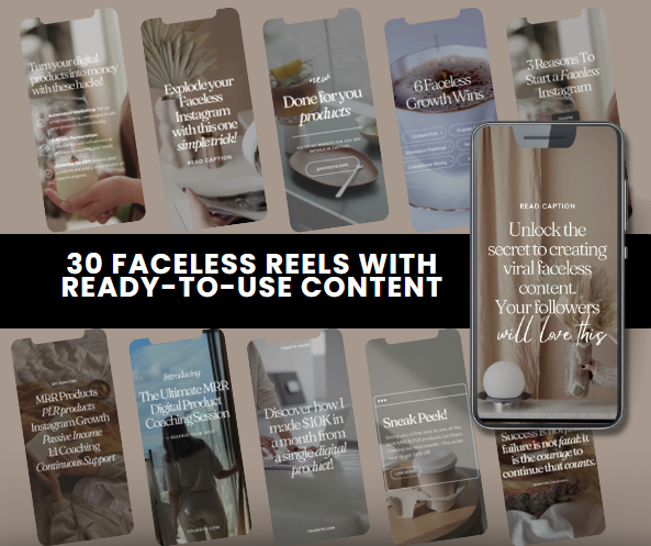 DFY 30 Faceless Reels with MRR with Videos + Mockups - Resell Ready