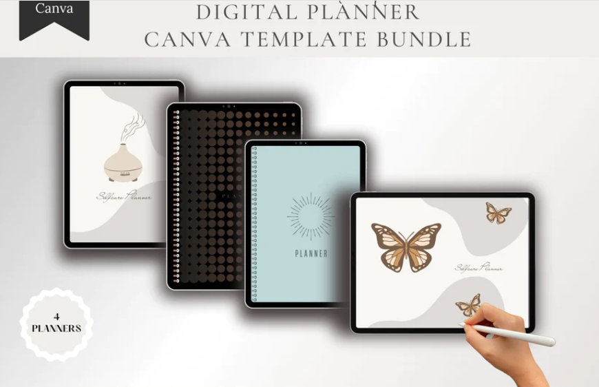 Digital Planner Bundle - 4 Planners for Goal Setting: Your Ultimate Guide - Resell Ready