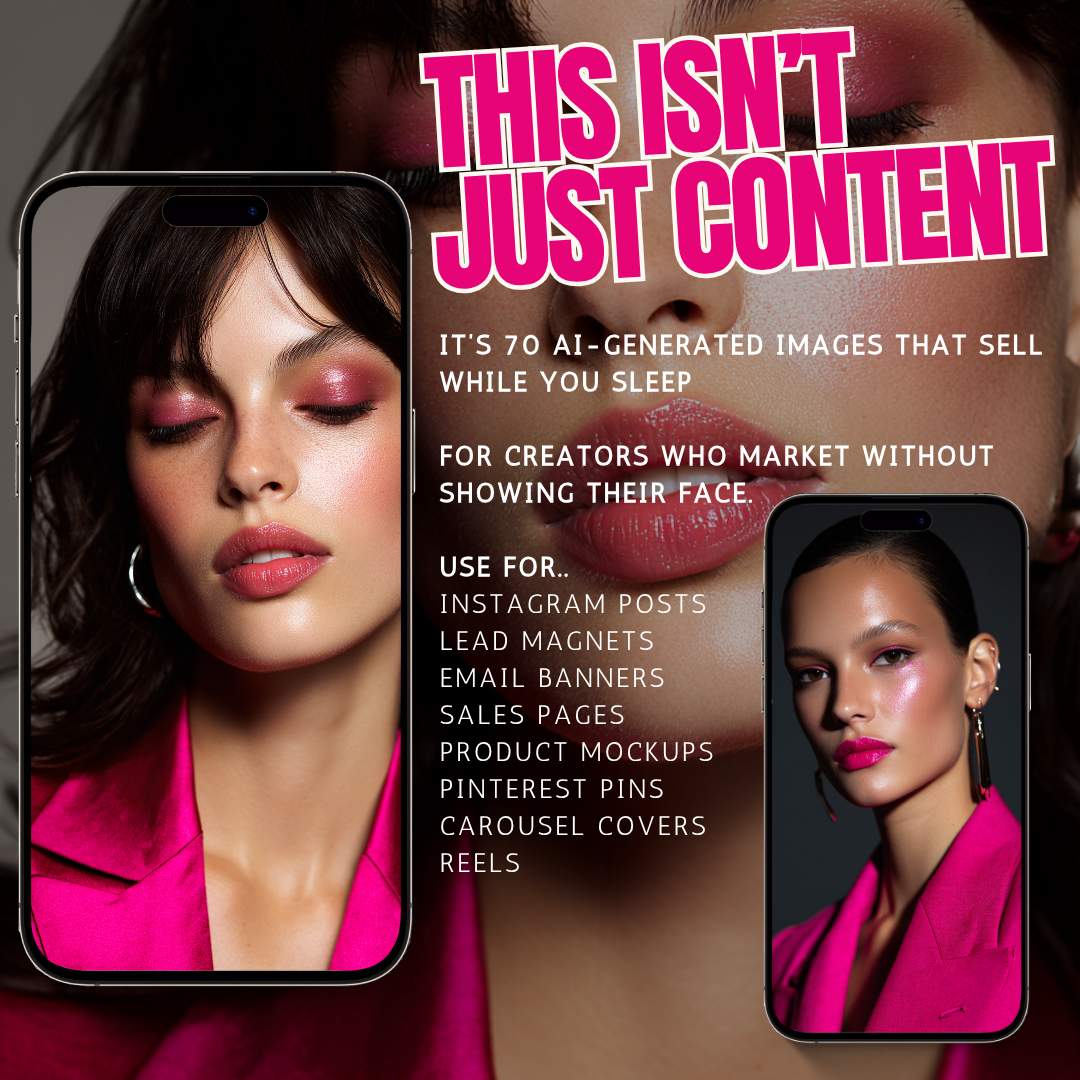 Glossed in Power – 70 Viral-Ready Images for Bold, Faceless Creators (with MRR/PLR)