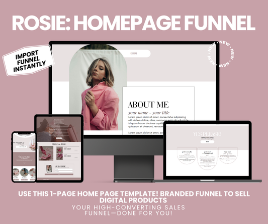 Rosie: 1-Page Homepage Template | Done-for-You Systeme.io Website - Resell Ready