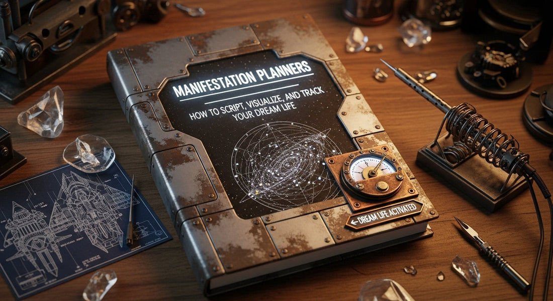 Woman writing goals in a manifestation planner to attract dream life and abundance