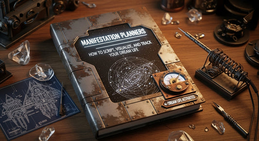 Woman writing goals in a manifestation planner to attract dream life and abundance