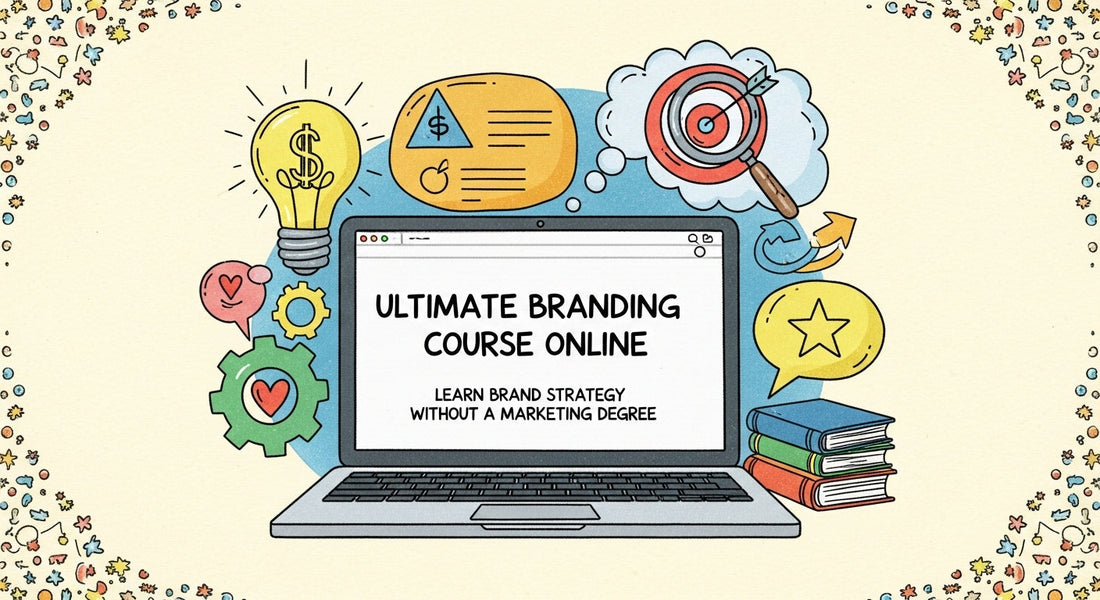 Online ultimate branding course modules overview showing brand fundamentals, positioning, and identity