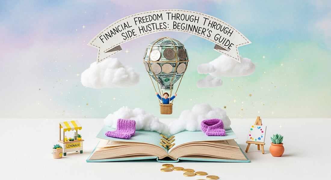 Beginner working on laptop to achieve financial freedom through side hustles and digital income streams