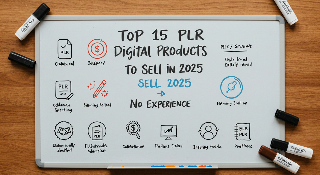 Laptop screen displaying PLR digital products ready for resale in 2025