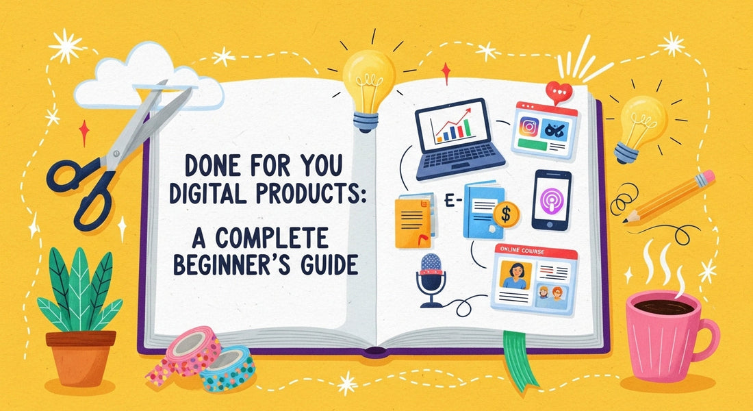 Done-for-You digital products guide for beginners – ebooks, templates, planners, courses, and graphics for online business