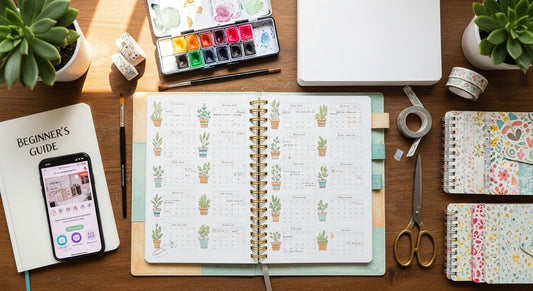 Digital planner mockup on iPad with customizable Canva design for beginners