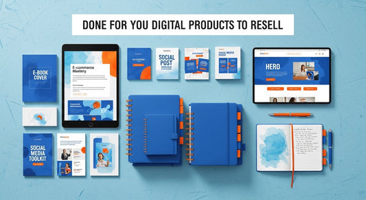 Done-for-you digital products bundle including ebooks, planners, and templates for reselling with PLR and MRR rights