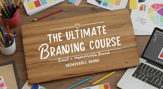 Young entrepreneur learning branding strategy from an online course, with visuals of logos, typography, and brand mood boards on a digital tablet