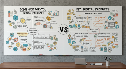 Comparison chart showing profitability of Done-For-You vs. DIY digital products for online entrepreneurs.