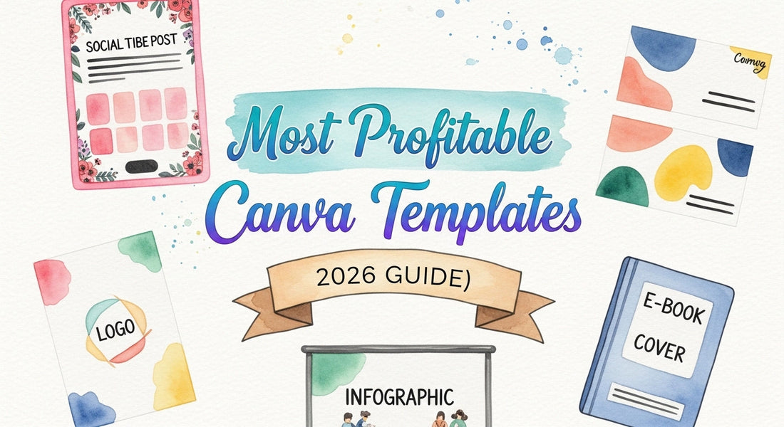 Profitable Canva templates examples including planners, social media bundles and business kits
