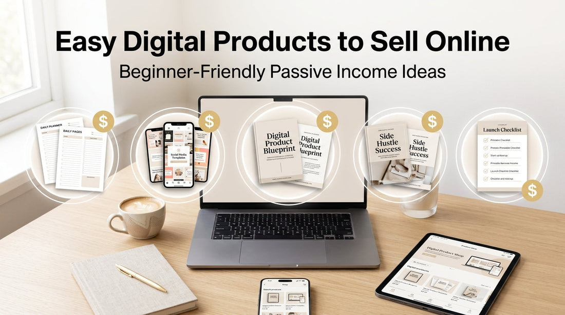 Easy digital products to sell online including planners, templates, and ebooks for passive income