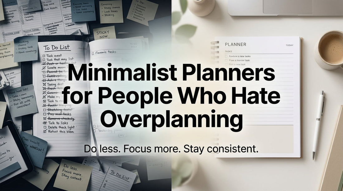 Minimalist planner layout showing simple daily tasks with one priority and clean workspace for stress-free planning