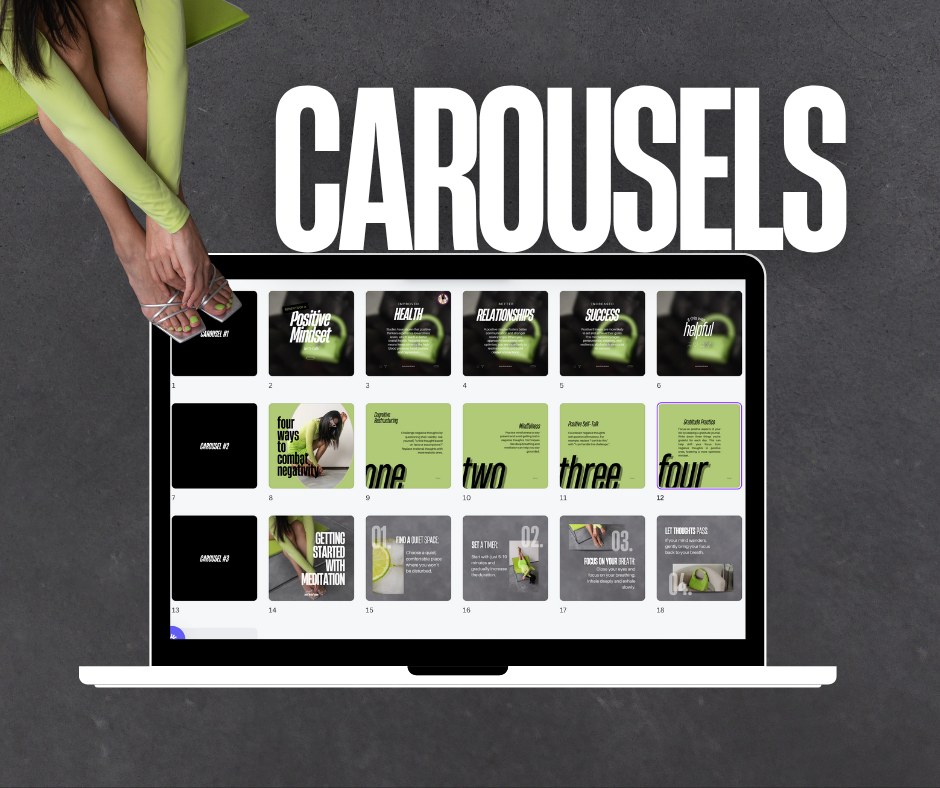 Positivity Pop Carousels – Brat Aesthetic Canva Carousel Templates for Bold, Confident Creators
