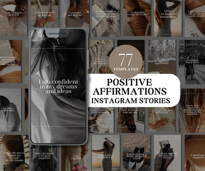 77 Positive Affirmations Instagram Story Templates | Editable Canva Templates | PLR Digital Product | Commercial Use | Instant Download