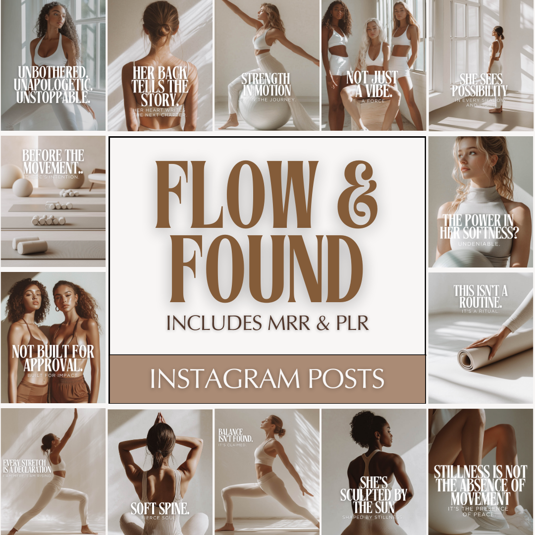 Flow & Found – 40 Done-for-You Instagram Quote Templates (Canva, PLR + MRR)