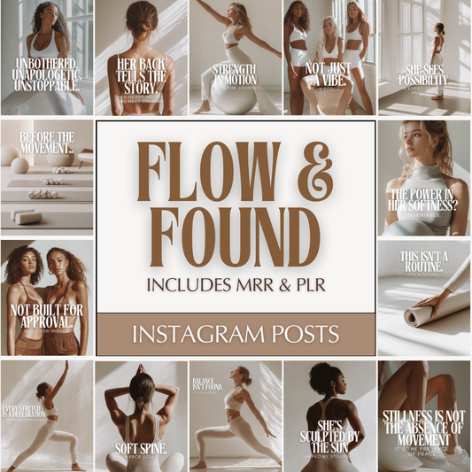 Flow & Found – 40 Done-for-You Instagram Quote Templates (Canva, PLR + MRR)