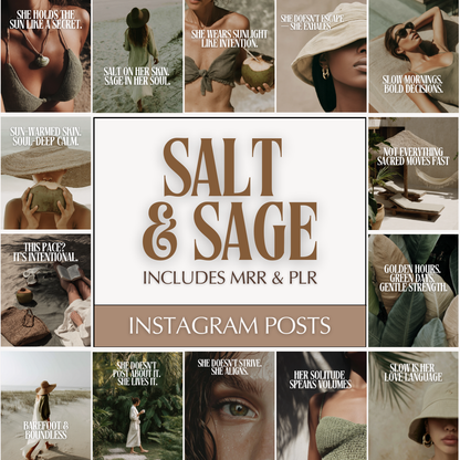 Salt & Sage Instagram Post Templates | 40 Luxe Neutral Canva Designs (MRR + PLR Included)