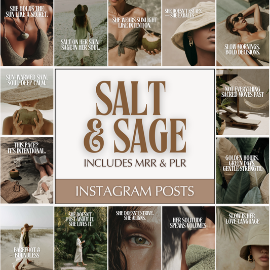 Salt & Sage Instagram Post Templates | 40 Luxe Neutral Canva Designs (MRR + PLR Included)