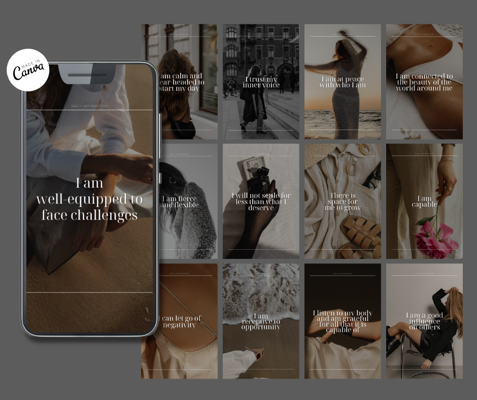 77 Positive Affirmations Instagram Story Templates | Editable Canva Templates | PLR Digital Product | Commercial Use | Instant Download