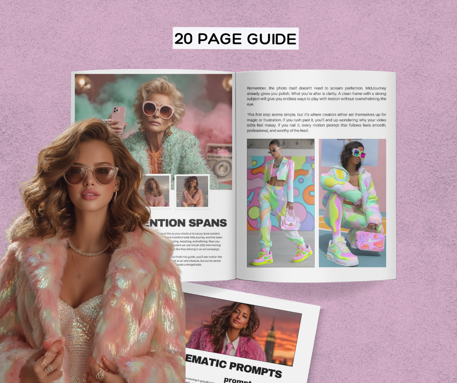 Motion Made Easy: Midjourney Motion Prompts Guide for Cinematic AI Visuals (20 Pages + Resell Rights)