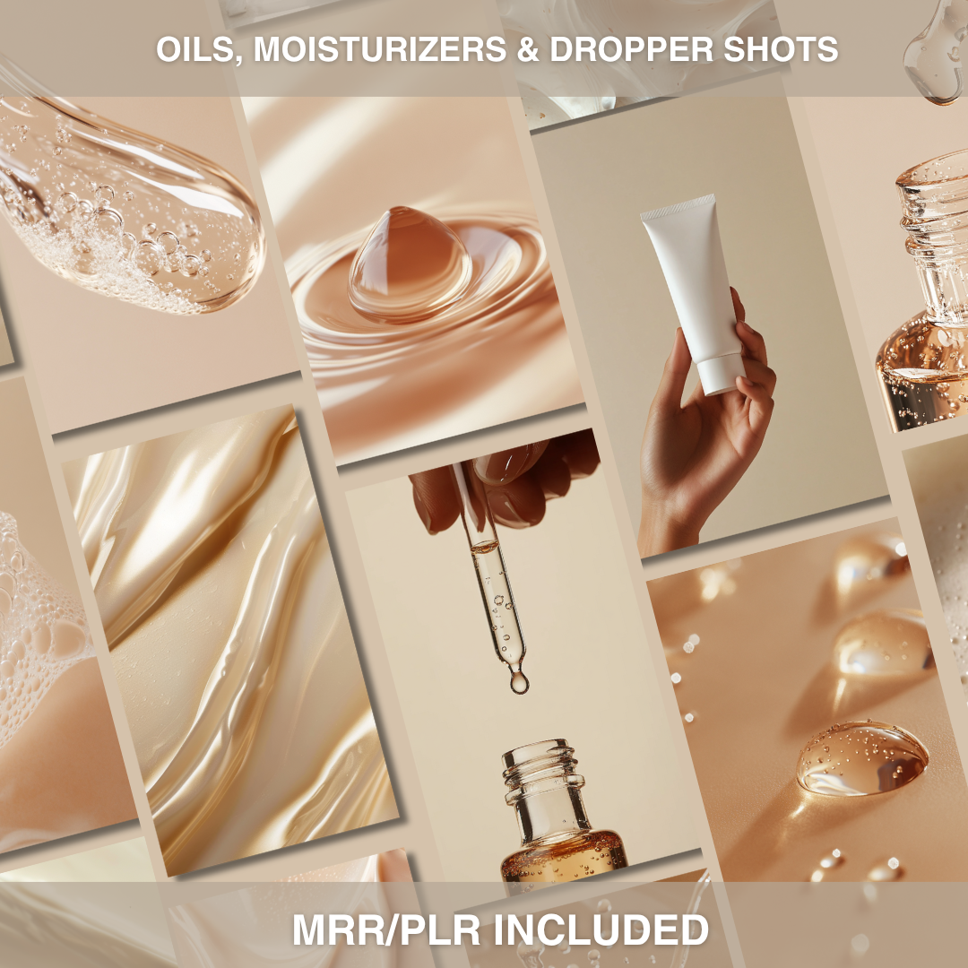 Luxury Skincare Textures: 100+ Clean Beauty Visuals for Creators (With PLR/MRR Rights)