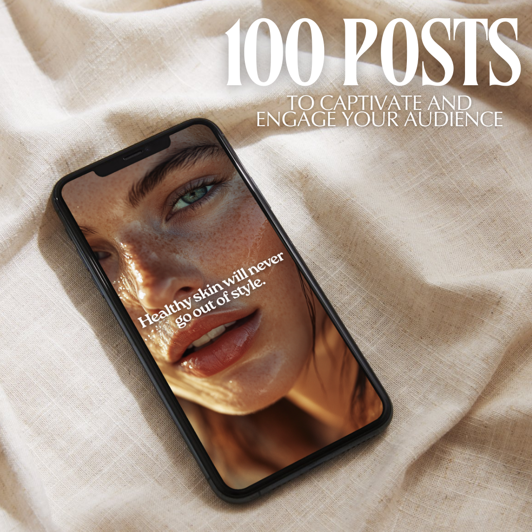 100 Skincare Beauty Instagram Posts | MRR & PLR | Luxe Neutral Canva Templates