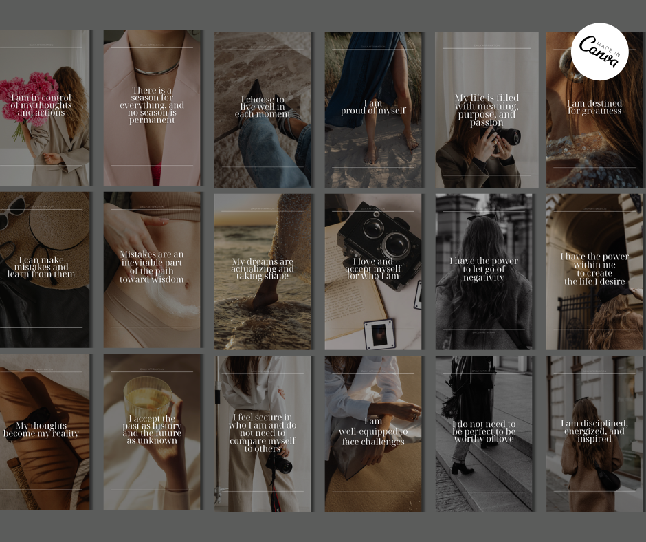 77 Positive Affirmations Instagram Story Templates | Editable Canva Templates | PLR Digital Product | Commercial Use | Instant Download