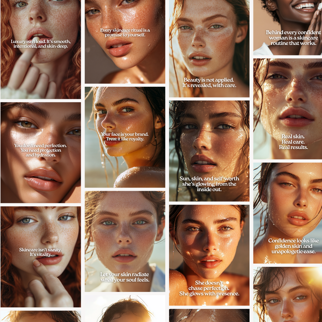 100 Skincare Beauty Instagram Posts | MRR & PLR | Luxe Neutral Canva Templates