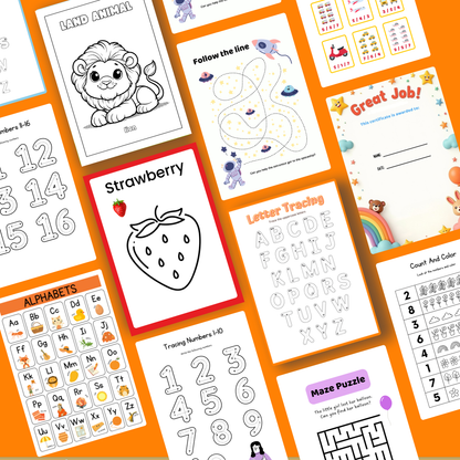 Joy Joy Songs Fun Learning Pack – 38 Printable Activities for Kids Ages 2–5 | ABC, Numbers, Coloring & Early Learning Worksheets