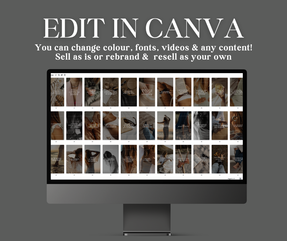 77 Positive Affirmations Instagram Story Templates | Editable Canva Templates | PLR Digital Product | Commercial Use | Instant Download