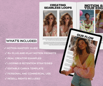 Motion Made Easy: Midjourney Motion Prompts Guide for Cinematic AI Visuals (20 Pages + Resell Rights)