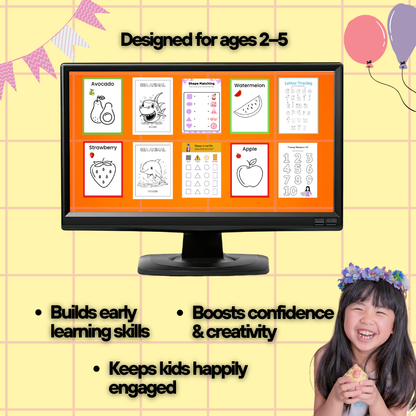 Joy Joy Songs Fun Learning Pack – 38 Printable Activities for Kids Ages 2–5 | ABC, Numbers, Coloring & Early Learning Worksheets