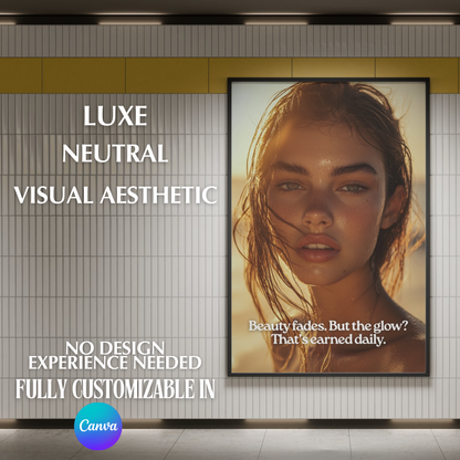 100 Skincare Beauty Instagram Posts | MRR & PLR | Luxe Neutral Canva Templates