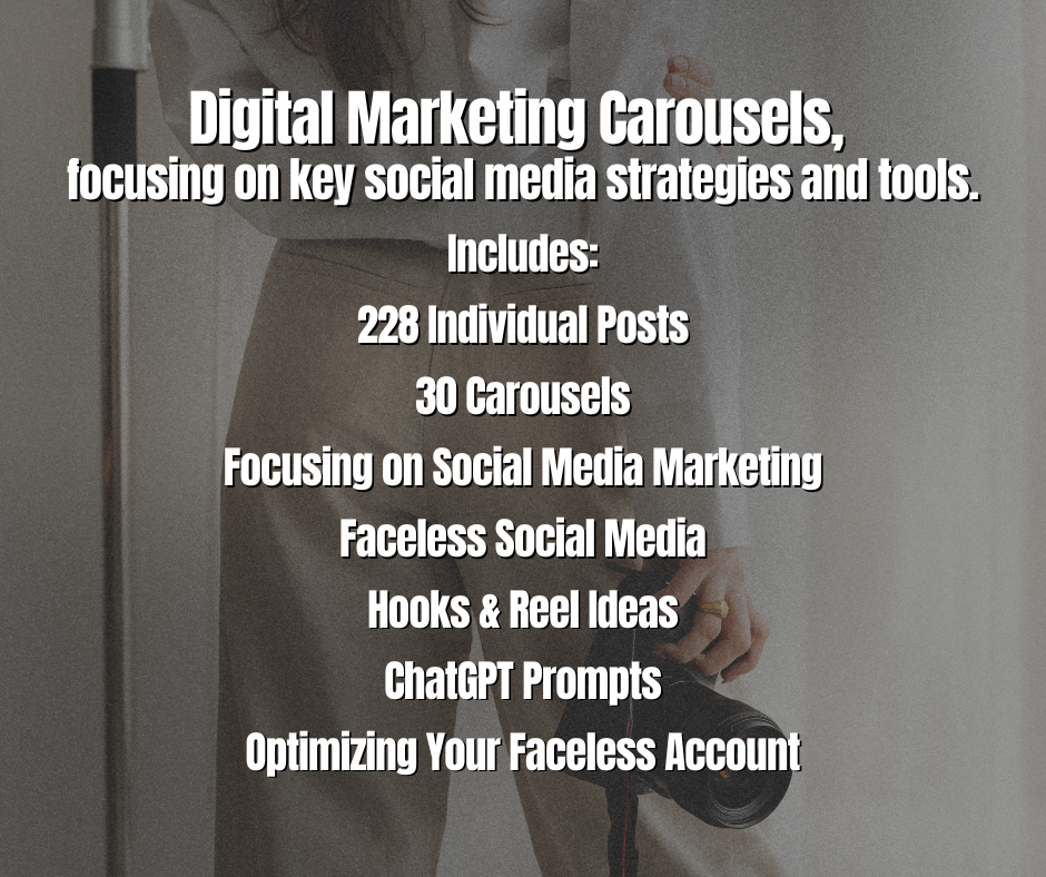 30 Digital Marketing Carousels — 228 DFY Faceless Social Media Posts to Educate, Engage & Grow Faster