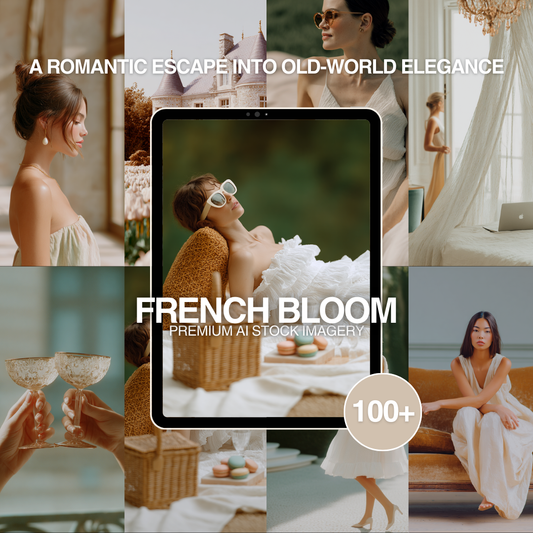French Bloom – 100 Premium AI Stock Images with MRR/PLR | Romantic Parisian Elegance Collection